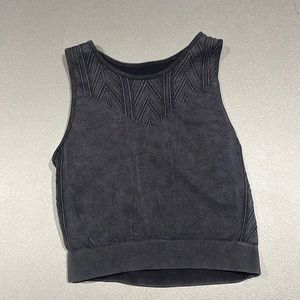 Gray Seamless Ribbed Workout/Yoga Crop Tank